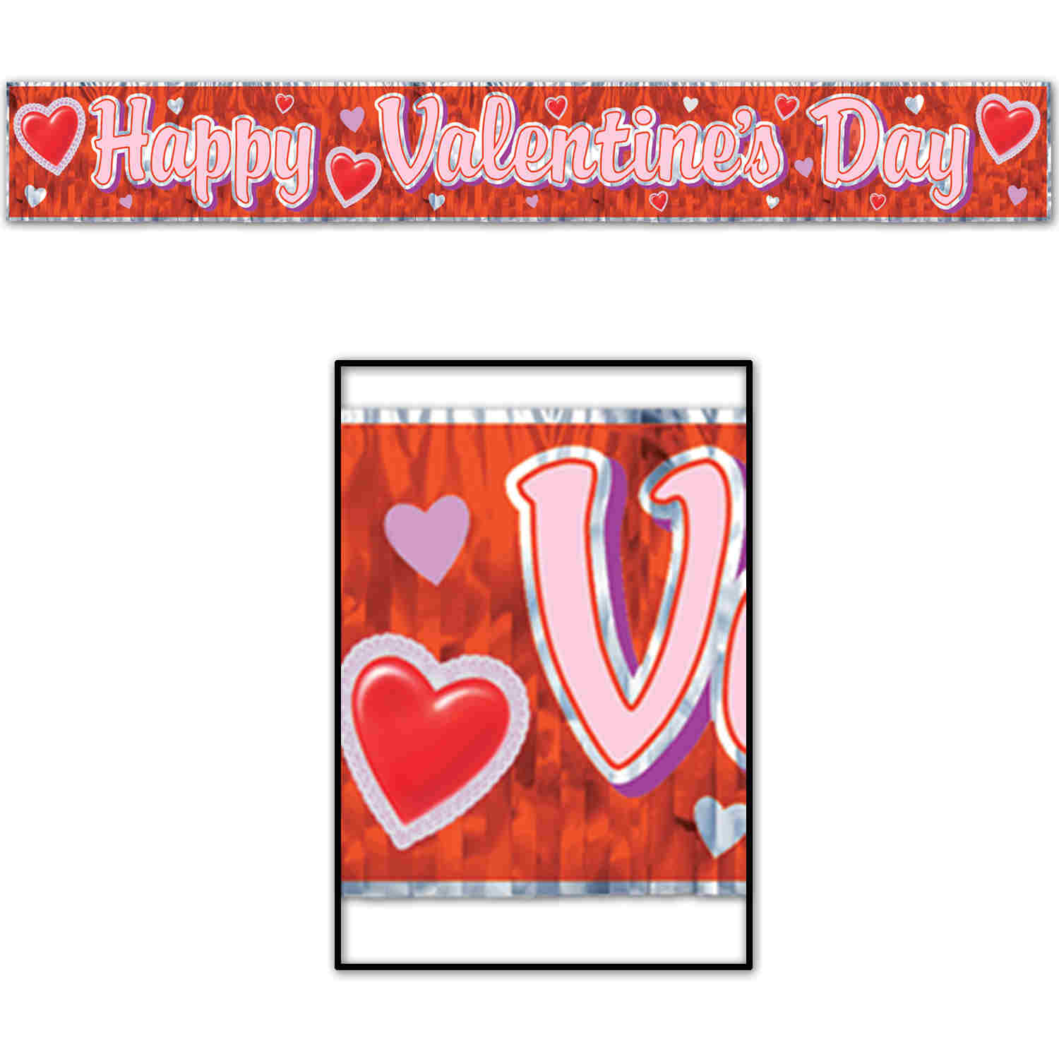 Happy Valentines Day Fringe Banner (Pack of 12) Happy Valentines Day Fringe Banner, valentines day, decoration, banner, wholesale, inexpensive, bulk