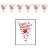 Happy Valentines Day Pennant Banner with red hearts 