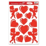 Different size Red Hearts and Cupid Clings for Valentine's Day