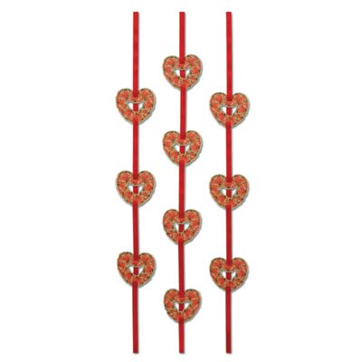 Heart Ribbon Stringers with flowers on the hearts