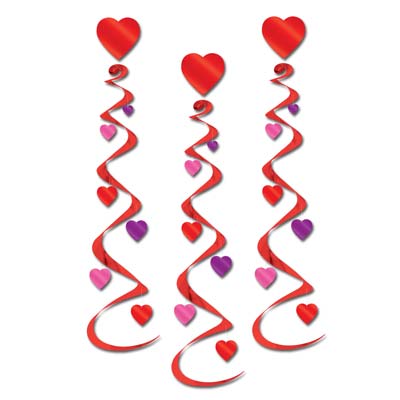 Red and Purple Heart Whirls for Valentines Day Hanging decoration 