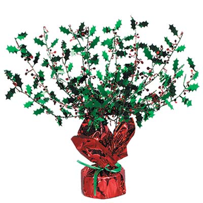 Holly and Berry Gleam N Burst Centerpiece 