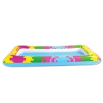 Inflatable cooler printed with 8-bit print of neon colors.