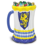 Inflatable Beer Stein Cooler printed with Oktoberfest colors and the Bavarian Lion.