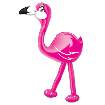 Pink inflatable flamingo for a luau event.