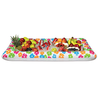 Inflatable Luau Buffet Cooler designed to hold ice and bowls or sodas.