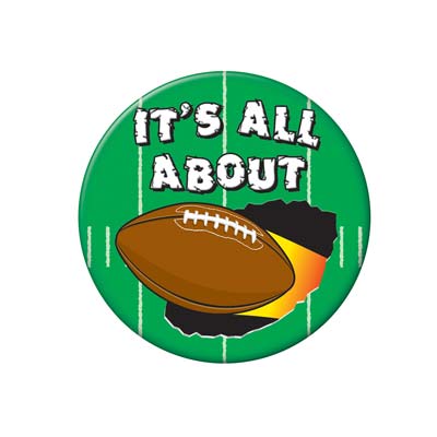 Its All About Football Green Button with white lettering