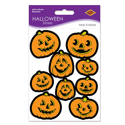 Jack-O-Lantern Stickers  (Pack of 12) Party, stickers, jack-o-lantern, halloween, pumpkin