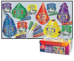 Jamboree New Year Assortment for 10 Jamboree Assortment, hats, tiara, horn, New Years Eve, party favor, wholesale, inexpensive, bulk, new year, nye, ball drop