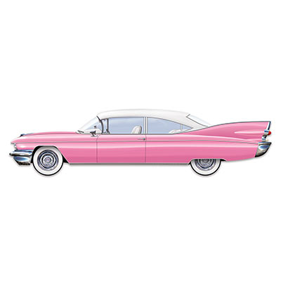 Jointed 50s Cruisin Car in pink printed on card stock material.