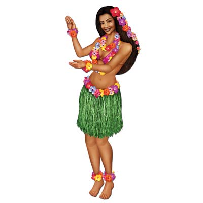 Jointed Hula Girl is printed in great detail of a lady dancing at a luau.