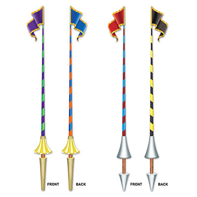 Jointed Jousting Poles made of card stock material with various colors.