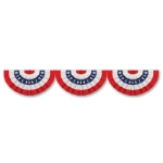 Jointed Patriotic Bunting Cutout printed in traditional colors of red, white and blue including stars and stripes.