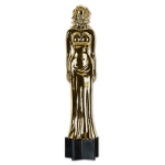 Awards Night Female Statuette Cutout has a black base with a golden female statuette.