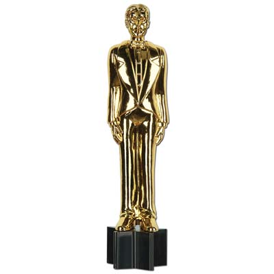 Awards Night Male Statuette Cutout with black base.