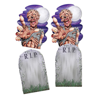 Jumbo Tombstone & Zombie Cutouts (Pack of 12) Halloween, tombstone, jumbo, zombies, cutouts, cardstock, graveyard 