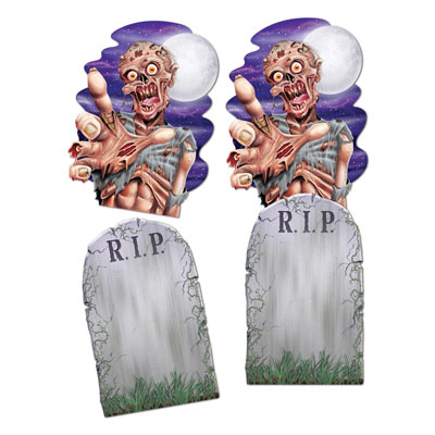 Jumbo Tombstone & Zombie Cutouts (Pack of 24) Halloween, tombstone, jumbo, zombies, cutouts, cardstock, graveyard 