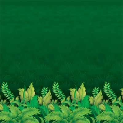 Jungle Foliage Backdrop printed on thin plastic material.
