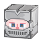 Box hat printed with an 8-bit knight look.