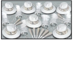 LA Swing Silver - New Year's Party Kit for 50 whtie, silver, prismatic, new year's eve, party favors, hats, tiara, horns, beads, wholesale, inexpensive, bulk