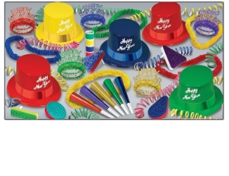 Legacy Asst for 10 Legacy Assortment, multi-color, new years eve, party favor, hat, tiara, horn, leis, noisemakers, wholesale, inexpensive, bulk