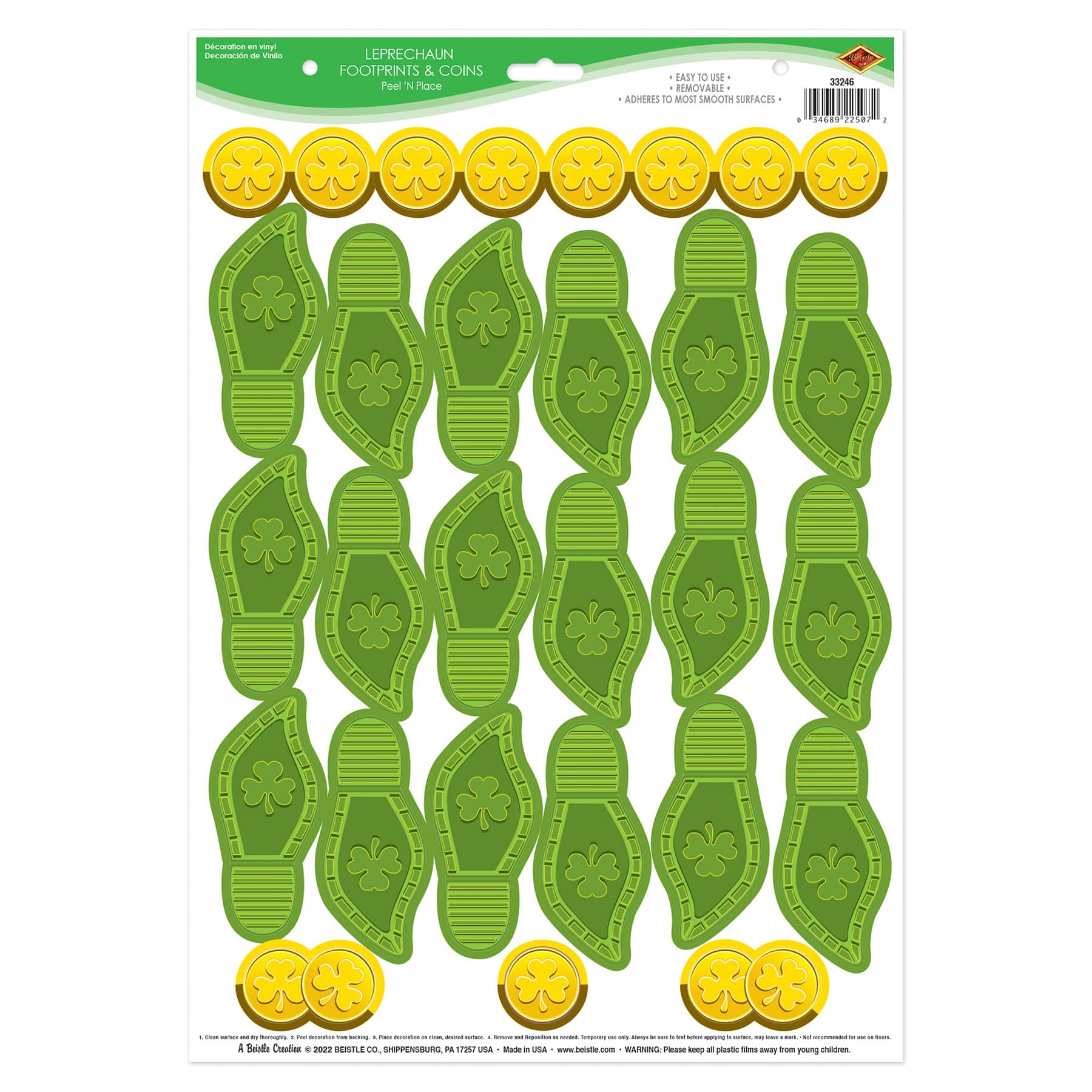 Leprechaun Footprints & Coins Peel N Place
