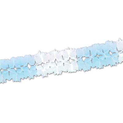 Light Blue and White Pageant Garland made of tissue material.