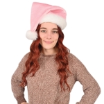 Light Pink Velvet Santa Hat w/ Plush Trim