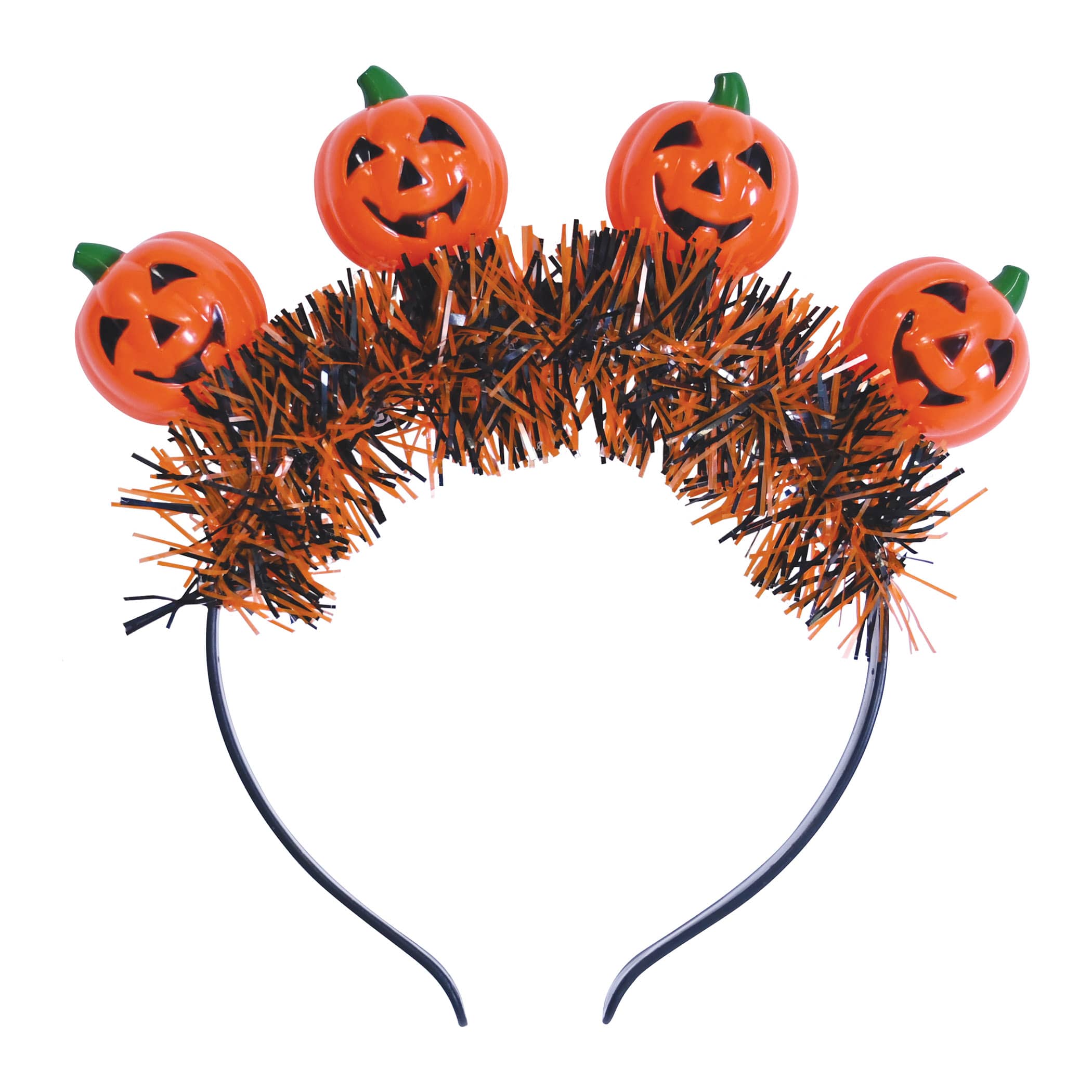 Light-Up Jack-O-Lantern Headband (Pack of 12) jack o lantern headband, Halloween LED headband, light up pumpkin headband, Halloween costume accessories, CR1220 LED headband, blinking pumpkin headband, Party Express Halloween supplies
