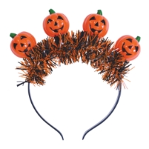 Light-Up Jack-O-Lantern Headband (Pack of 12) jack o lantern headband, Halloween LED headband, light up pumpkin headband, Halloween costume accessories, CR1220 LED headband, blinking pumpkin headband, Party Express Halloween supplies