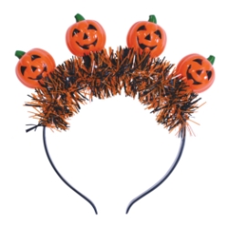 Light-Up Jack-O-Lantern Headband (Pack of 12) jack o lantern headband, Halloween LED headband, light up pumpkin headband, Halloween costume accessories, CR1220 LED headband, blinking pumpkin headband, Party Express Halloween supplies