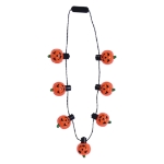 Light-Up Jack-O-Lantern Necklace (Pack of 12) jack o lantern necklace, Halloween LED necklace, light up pumpkin necklace, glowing Halloween jewelry, CR1220 LED necklace, blinking pumpkin necklace, Party Express Halloween supplies