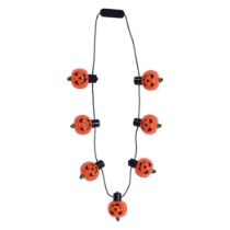 Light-Up Jack-O-Lantern Necklace (Pack of 12) jack o lantern necklace, Halloween LED necklace, light up pumpkin necklace, glowing Halloween jewelry, CR1220 LED necklace, blinking pumpkin necklace, Party Express Halloween supplies