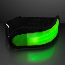 Light Up Neon Green LED Arm Band for Night Runs (Pack of 12) neon green LED armband, light up safety arm band, night run visibility band, flashing LED armband green, adjustable safety band, running safety light, glow armband neon green, Party Express LED safety gear