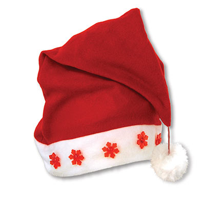 Light-up Santa Hat with Red Snowflakes