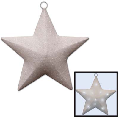 Hanging Decoration White Light Up Sparkle Star 