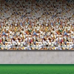 Lower Deck Stadium Backdrop printed on thin plastic material.
