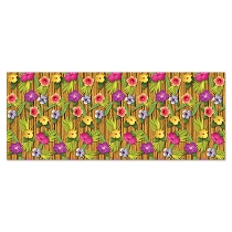 Luau Backdrop filled with bamboo and flowers printed on thin plastic material.