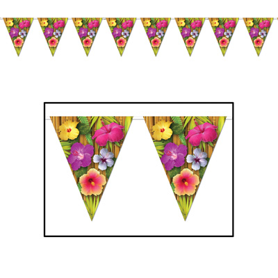 Luau Pennant Banner is layered in bright beautiful colors.