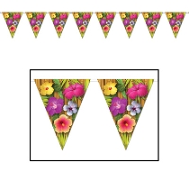 Luau Pennant Banner is layered in bright beautiful colors.
