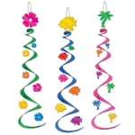 Colorful Luau Whirls with Fish, Flowers and Palm Trees