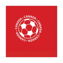 Soccer Luncheon Napkins - Canada (Pack of 192) Canada napkins, Canada soccer napkins, Canadian party supplies, soccer party décor, Canada theme decorations, bulk luncheon napkins, pack of 192 napkins, Party Express Canada décor