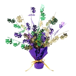 Metallic centerpiece with is bursting with comedy/tragedy faces.