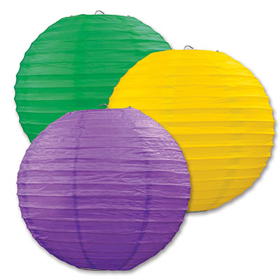 Hanging Mardi Gras Paper Lanterns