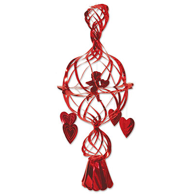 Red Metallic Cupid & Heart Decoration