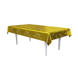 Metallic Gold Happy Anniversary Tablecover