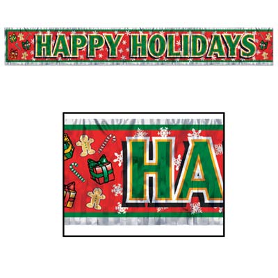 Metallic Happy Holidays Fringe Banner