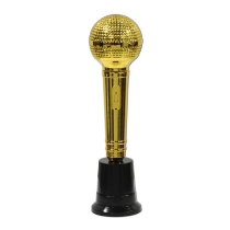 The Microphone Award has a black base with golden microphone attached to the top.