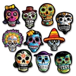 Mini Day Of The Dead Cutouts (Pack of 240) Mini Day Of The Dead Cutouts, decoration, skulls, day of the dead, halloween, wholesale, inexpensive, bulk