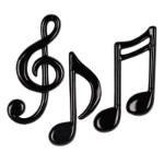 Molded Black Plastic Musical Notes